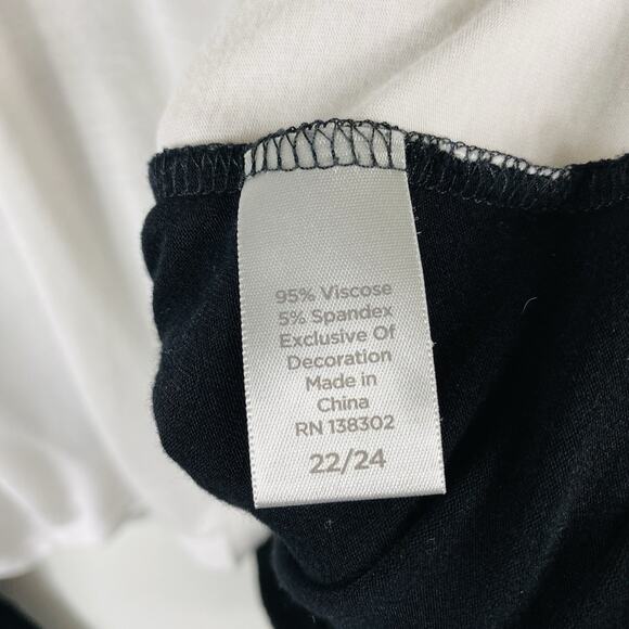 Avenue Plus Size 22 24 Layered Look Twofer Top Black White - Picture 5 of 6